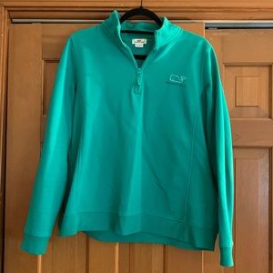 Vineyard Vines green 3/4 vip up soft sweatshirt with whale logo on the back
